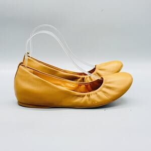 J Crew Shoes Womens 7.5 Tan Leather Cece Ballet Flats Made Italy Slip On Casual